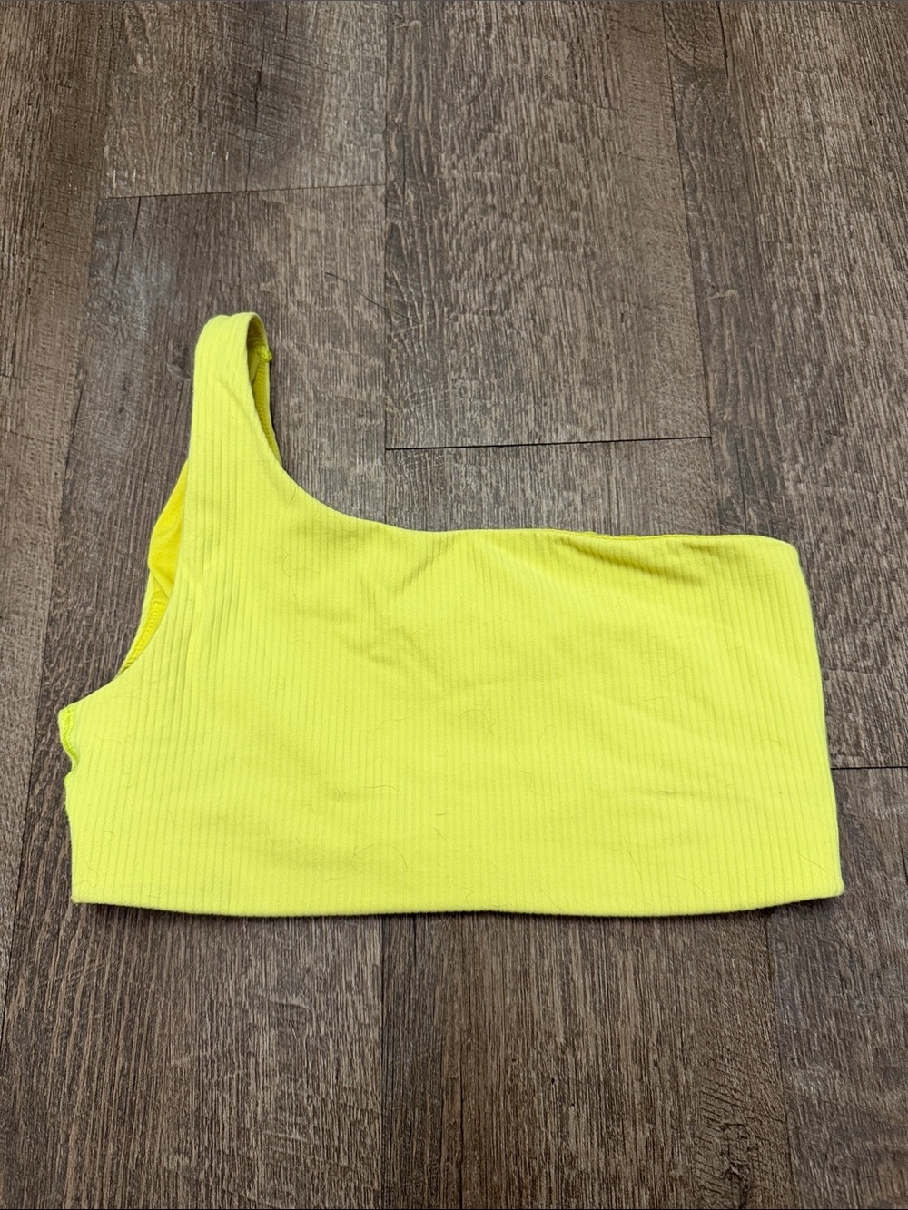 lululemon athletica Neon Yellow One-Shoulder Ribbed Crop Top